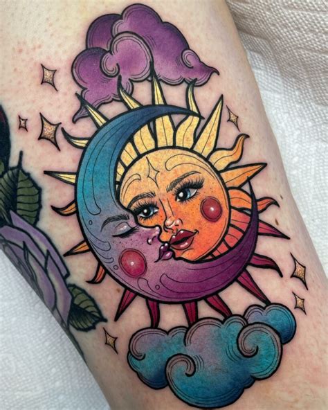 sun star moon tattoo|traditional sun and moon tattoo.